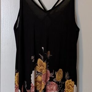 S LuLaRoe Pink, Yellow, & White Flowers On Black Background Daniella